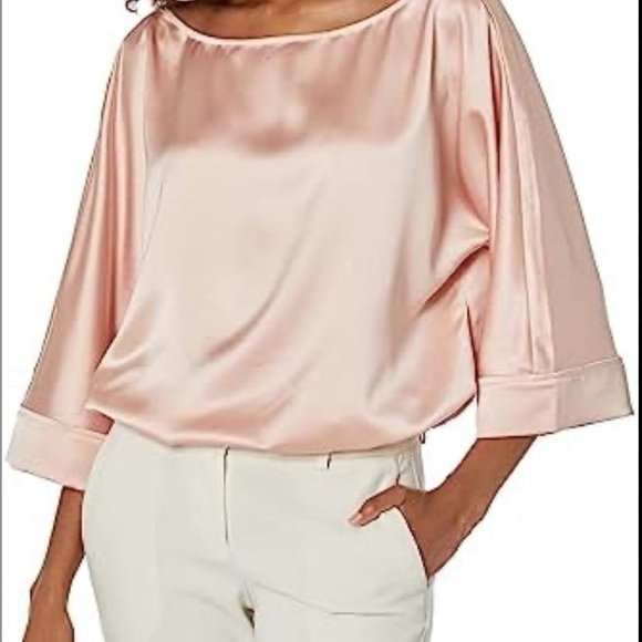 Trina Turk Pink Boxy Blouse with Relaxed Sleeves - Picture 1 of 6